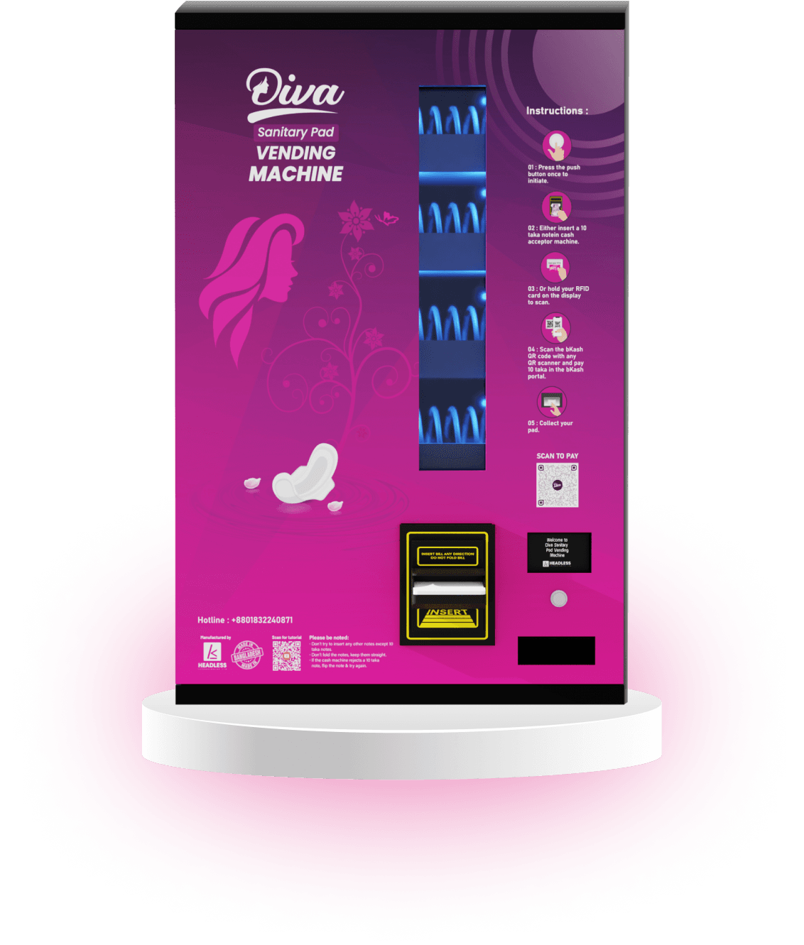 Diva Sanitary Pad Vending Mechine: All in one Version