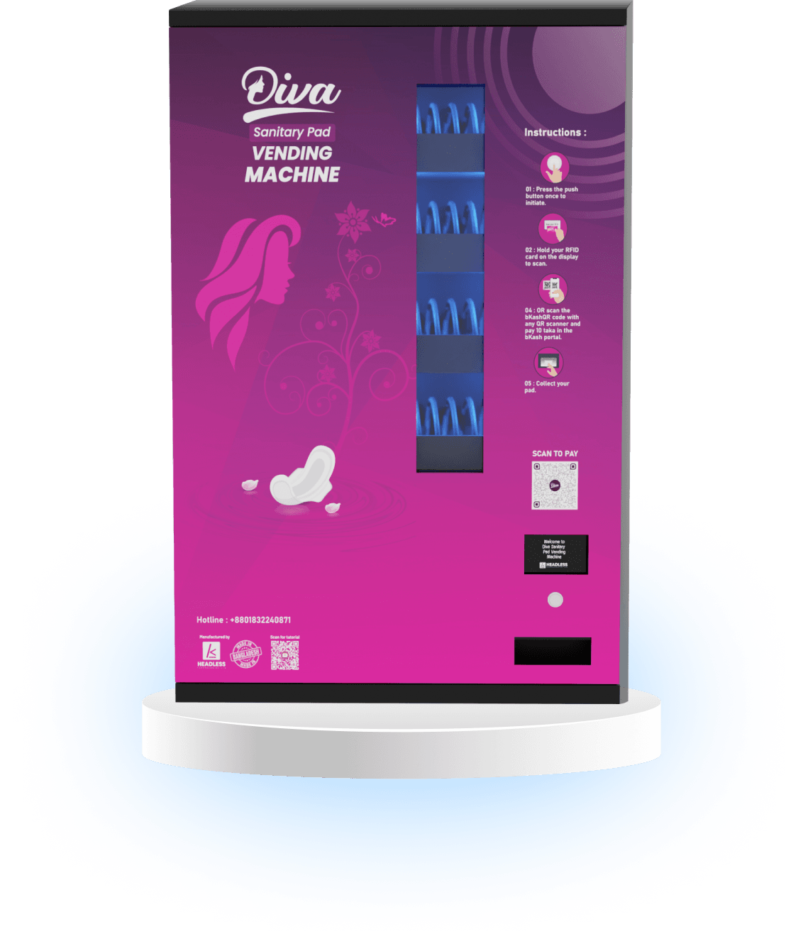 Diva Sanitary Pad Vending Mechine: Bkash & RFID Version